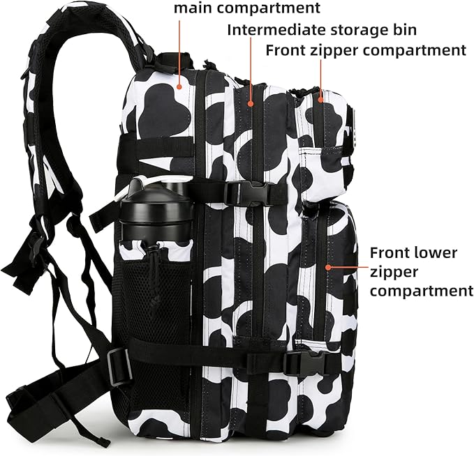 Lovelinks21 45L Tactical Assault Backpack 3 day assault pack with Molle Waterproof backpack Rucksack for Tactical Backpacks (Cow color)