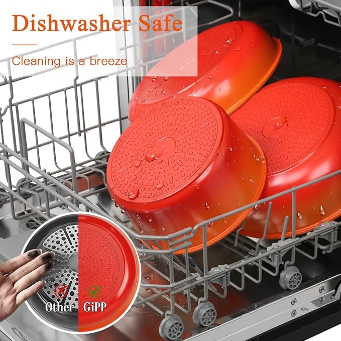 GiPP 5PCS Pots and Pans Set Non Stick, Nonstick Cookware Set Detachable Handle, Ceramic Pots for Cooking Non Stick with Removable Handle, RV Cookware Set for All Stoves, Orange Gradien