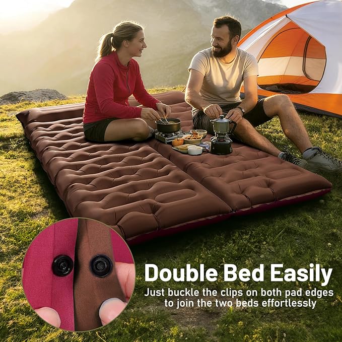 KASBAH Camping Sleeping Pad,Extra Wide 6 inch Thick Inflatable Sleeping Pads with Built-in Foot Pump and Pillow,Ultralight Camping Mat Gear for Outdoor Hiking,Camping