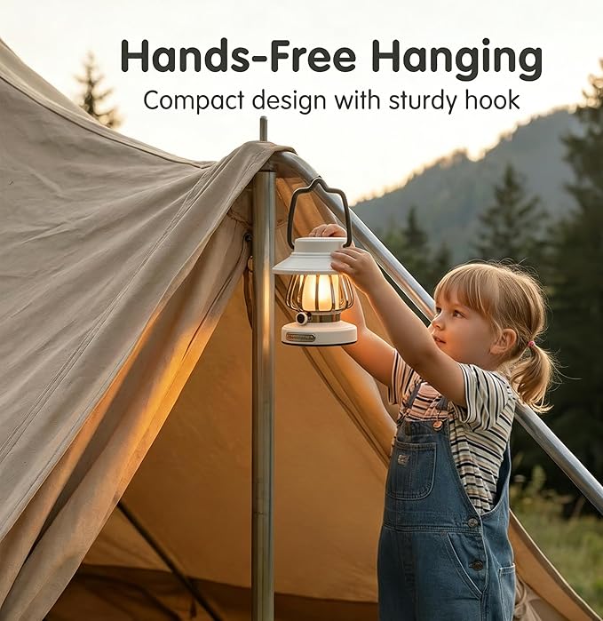 Kids Lantern with 3 Color Dimmable & USB-C Charging, Boys Night Light for Bedroom, Indoor Outdoor Adventures & Emergency Use Toddler Flashlight Camping Essentials for Kids (White)
