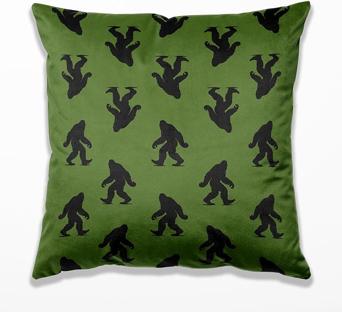 Retro Dark Green Sasquatch Pillow Covers 18x18, Big Foot Sasquatch Gifts, Gifts for Hiking Camping Lovers Decorative Pillow Covers for Home Bedroom Living Room