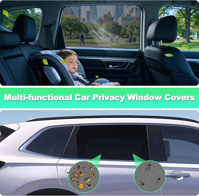 Car Window Shades for 2023-2025 CRV - Rear Side Window Sun Shade for Baby, Breathable Mesh Car Privacy Window Covers, UV Protection and Heat Insulation for Road Trips, Napping, Camping