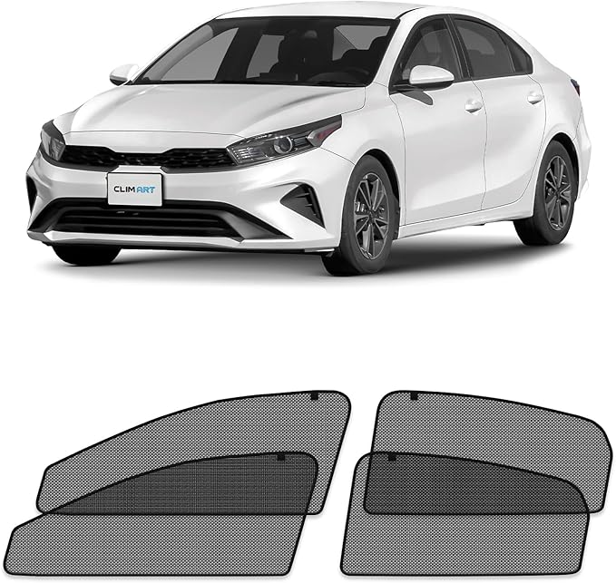 CLIM ART Magnetic Car Window Shades for Kia Forte 2019-2024 – Custom-Fit Sun Blocker Curtains, Side Window Covers, Essential Car Accessories for Camping, Baby, and Privacy Protection - MS0260