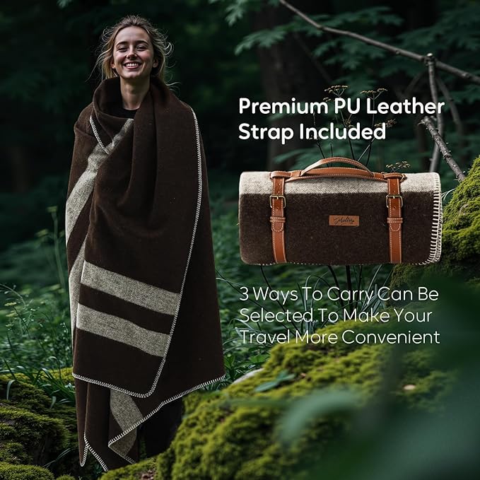 Molithe 100% Wool Blanket, 62" x 86", Warm, Thick, Washable, Military Wool Blanket, Great for Camping, Outdoors, Sporting Events, Survival Kits