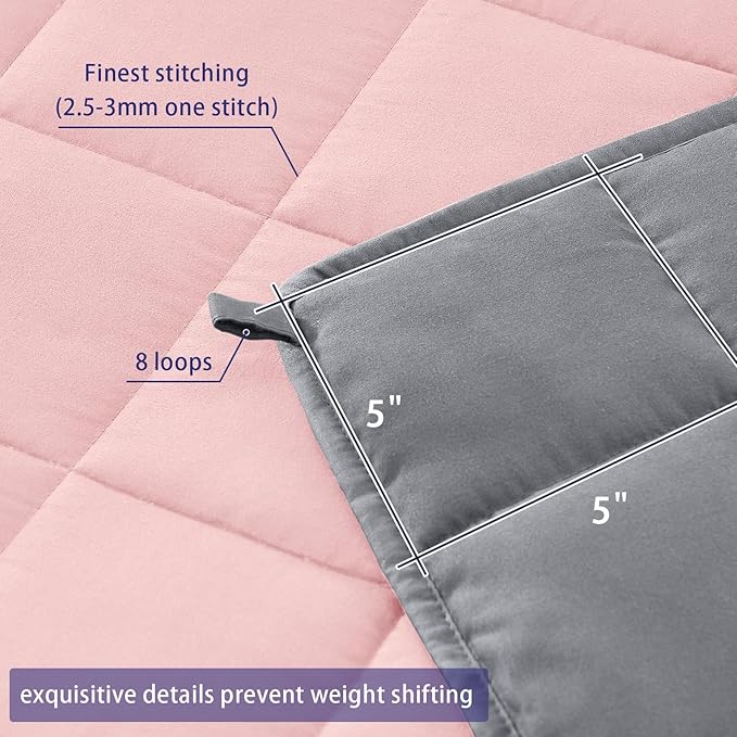 yescool Weighted Blanket for Adults (18 lbs, 60" x 80", Pink Grey) Cooling Heavy Blanket for Sleeping Perfect for 170-190 lbs, Queen Size Breathable Blanket with Premium Glass Bead, Machine Washable