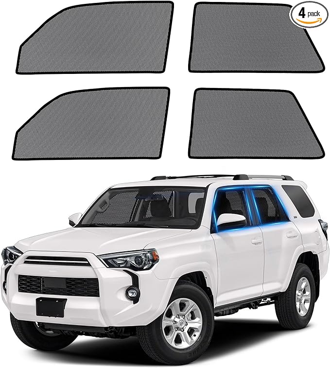 ZATOOTO Car Window Shades for Toyota 4Runner 2017-2024, 4 Pack 4Runner Sun Shade Side Window, Breathable Mesh Car Window Screen for Camping Napping Baby UV Protection