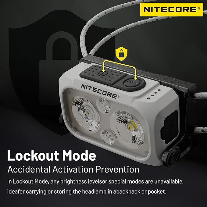 Nitecore NU21 360 Lumen Ultra Lightweight Outdoor Headlamp Dual Beam USB-C Rechargeable Headlight Tag (Yellow)