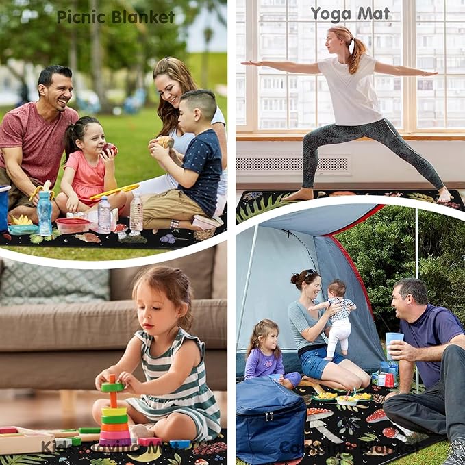 Supfitness Extra Large Picnic Blankets Waterproof Foldable (60 "x 80") Beach Blanket Waterproof Sandproof,3-Layer Thicking Mat Outdoor Packable Camping Blanket