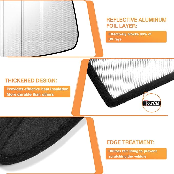 KUST Windshield Sun Shade for Toyota Tacoma 2016-2022 2023 Foldable Thicken Window Sunshade UV Protection Keep Cool Sunshield Easy Install Sun Visor Accessories Aluminum Film