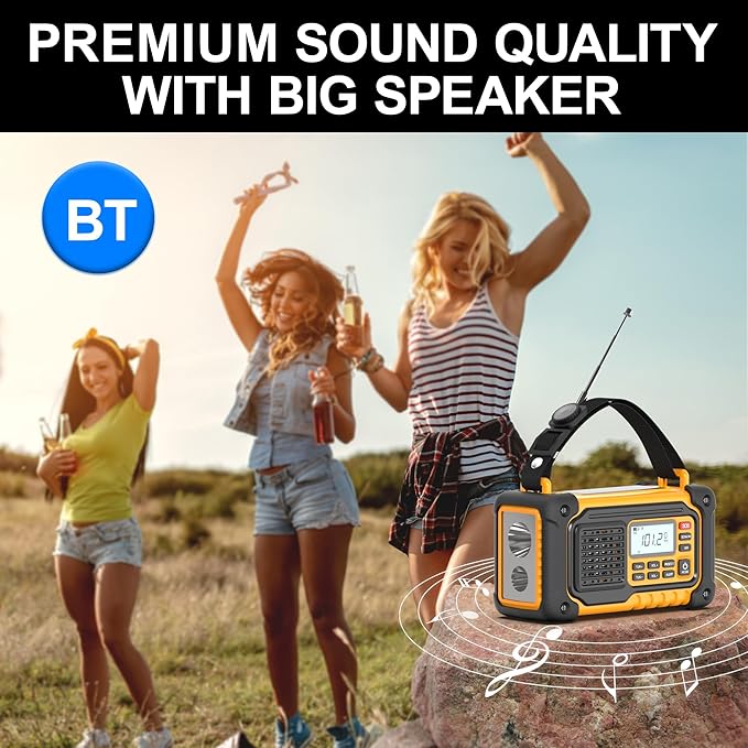 Crank Emergency Weather Radio, 10000mAh Solar Hand Crank Portable NOAA AM FM Battery Power Radio,Weather Alert with Flashlight,SOS Alarm & Reading Lamp,Survival Gifts for Home Camping Outdoor