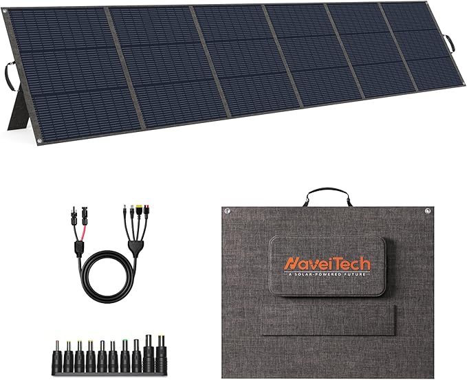 400W Portable Solar Panel, 25% High Efficiency Foldable Solar Panel Charger for Power Station, for Power Station, with Sturdy Kickstands, Fast Setup for Camping, RV, Pickup, Marine Off-Grid