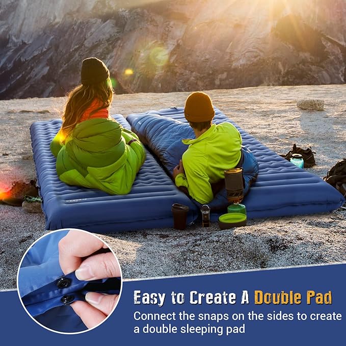 Elegear CumbreX Single Sleeping Pad for Camping, 4.7" Ultra-Thick Inflatable Camping Sleeping Pad with Built-in Foot Pump & Quick Inflation, Portable Camping Sleeping Mat for Backpacking Hiking Tent