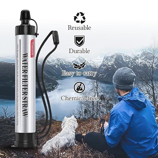 6 Pack Timain 4-Stage Filtration,High Flow Rate Water Filter Straw,Water Purifier Survival for Emergency Kits,Travel,Camping, Hiking,Fishing,Hunting (6)