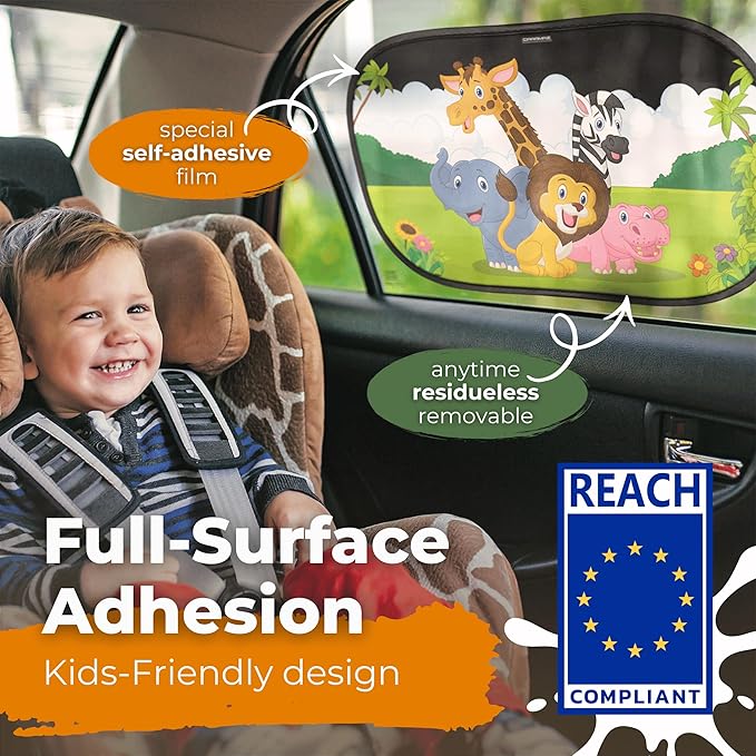 CARAMAZ Car Window Shade for Baby with Certified UV-Protection 2 Pack - 20"x12"
