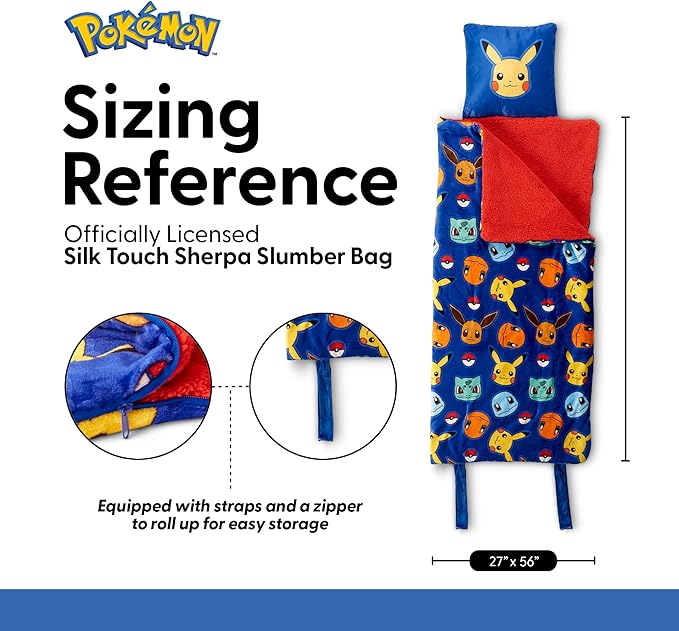 Silk Touch Sherpa Slumber Bag for Boys and Girls, Sleeping Bag with Zipper, 27 x 56 inches