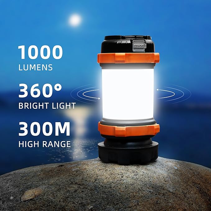 AlpsWolf Camping Lantern Rechargeable , Alpswolf Camping Flashlight 4000 Capacity, 6 Modes, IPX4 Waterproof, Led Lantern Camping, Hiking, Outdoor Recreations (1pack-Orange)