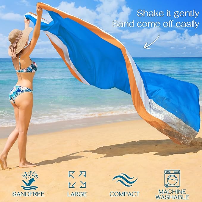 BYDOLL Beach Blanket 10'X9' Waterproof Sandproof Suits1-8 Adults Oversized Lightweight Large Blanket Picnic Mat for Beach Sand Free Travel Camping Hiking Picnic