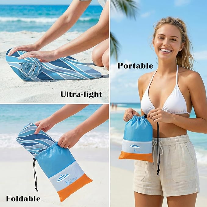 Famstar Beach Blanket Oversized Extra Large 78" X 81",Waterproof Sandproof Beach Blanket 1-7 Adults Lightweight Durable for Travel Camping Hiking Picnic