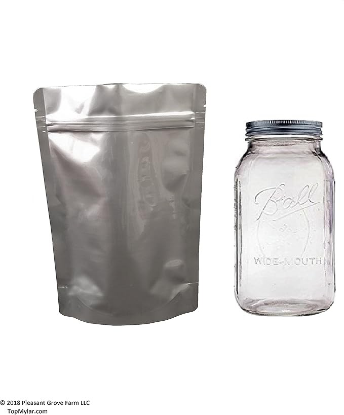 7 Mil Zip Top Mylar Bags Stand Up Pouch Gusseted Pouch in Multiple Sizes (50, 1 QUART 7 x 10 inch)