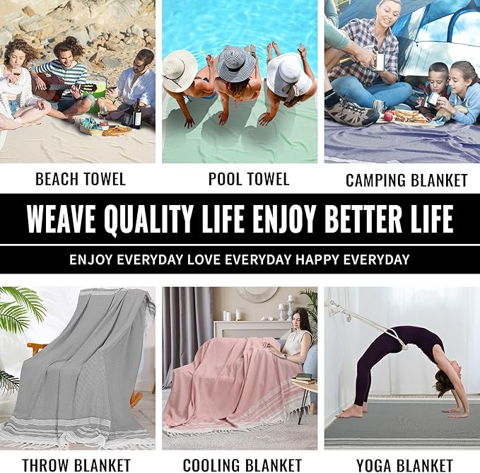 Genovega Large Throw Blanket Yoga Blanket Turkish Beach Towel Women Birthday 60th 50th 40th 30th Ideas Mother Day Grandma Nana Wife Sister Girlfriend Her Female Boss Teacher Father Husband Son