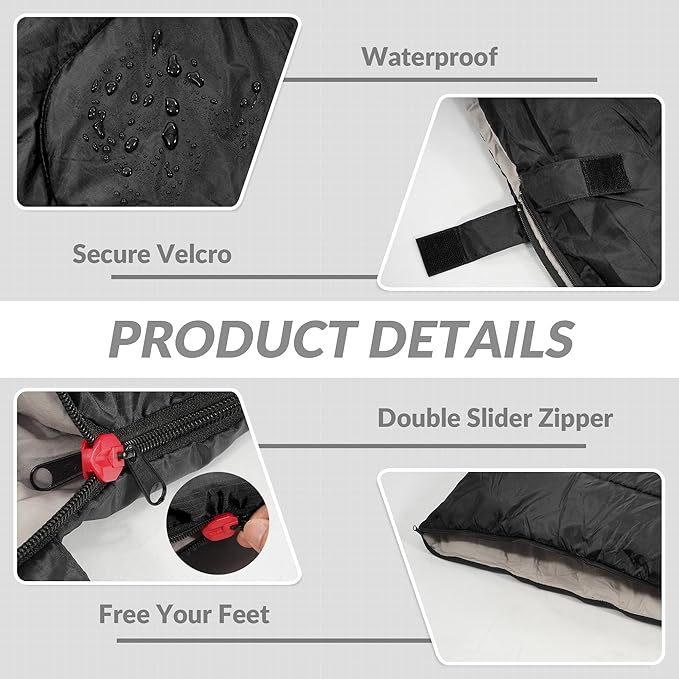 Elevon Sleeping Bag for Adults Teens Kids Cold Warm Weather, Portable Waterproof & Lightweight, Compact with Compression Sack, for 3-4 Seasons Camping, Backpacking, Hiking, Travel, Indoors Outdoors
