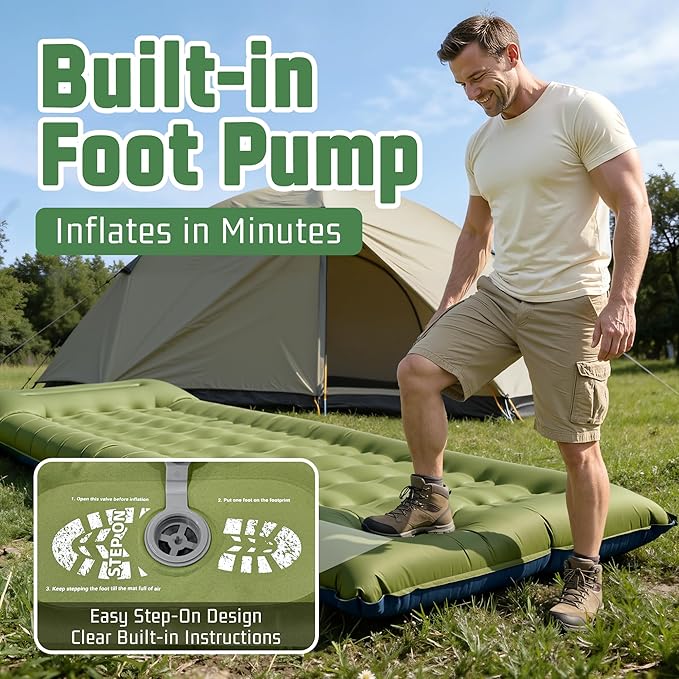 Sleeping Pad for Camping, 6.3 Inch Thick Air Mattress for Backpacking, Hiking, Outdoor Adventures, Car Camping & Tent Use