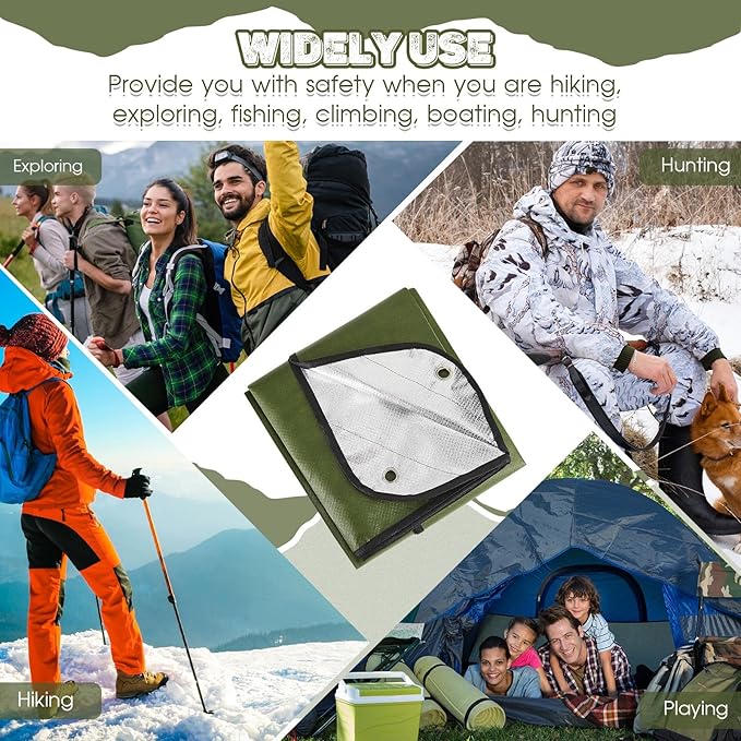 Kingdder 1 Pcs Heavy Duty Emergency Blankets for Survival Camping Blanket Insulated Tarp 60 x 82 Inches Outdoor Waterproof Thermal Reflective Tarp Tent Insulation for Camp Hiking Picnic