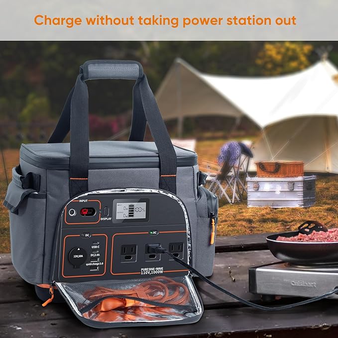 Travel Carrying Case Compatible with Jackery Explorer 1000, Portable Power Station Storage Case with Water- proof Bottom and Pocket for Jackery Accessories Solar Generator Storage Bag Only