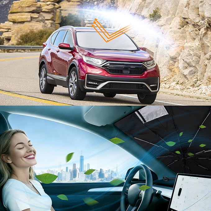Windshield Sun Shade Umbrella Compatible with 2017 2018 2019 2020 2021 2022 Honda CRV CR-V Accessories Window Sunshade Sun Visor Protector Keep Car Cooler