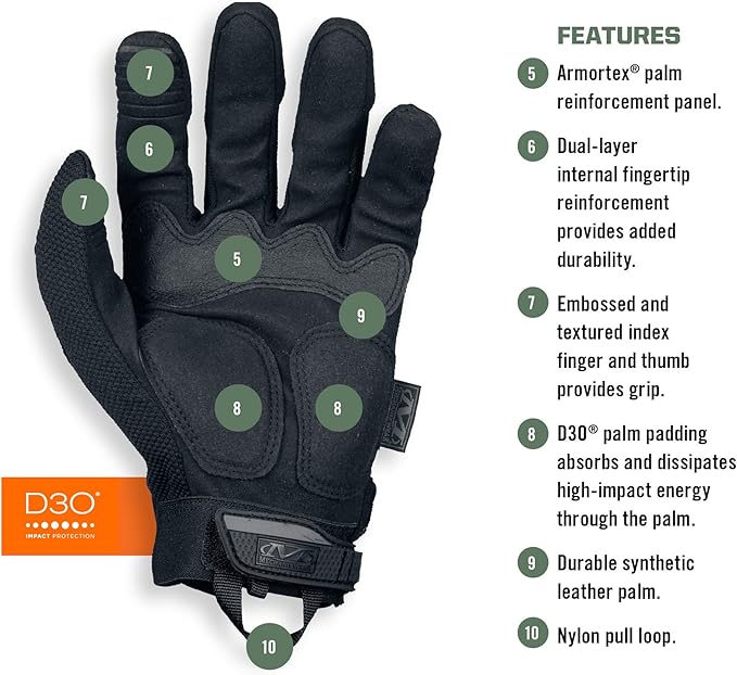 Mechanix Wear: M-Pact Covert Tactical Gloves with Secure Fit, Touchscreen Capable Safety Gloves for Men, Work Gloves with Impact Protection and Vibration Absorption (Black, X-Large)