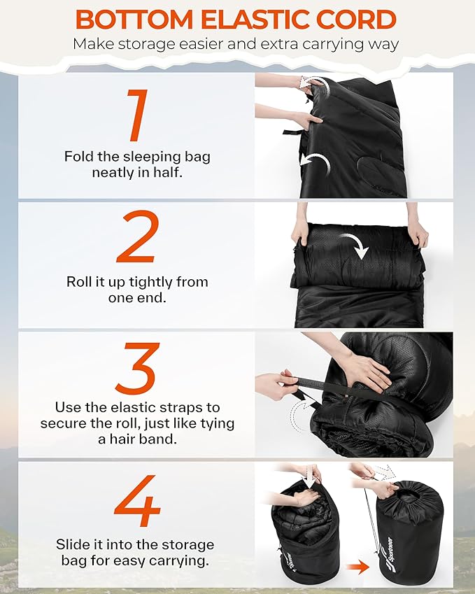 Sportneer 0 Degree Sleeping Bag for Cold Weather, XL Winter Sleeping Bag for Adults, Flannel Lined Camping Sleeping Bag, 32°F–59°F Rated, 87" x 33.5", 4.4 lbs, Detachable Hood, Compression Sack
