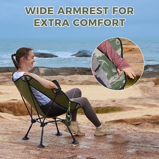 ATEPA UFO3.0 Ultralight Backpacking Chair, 330 lbs Heavy-Duty Aerospace Aluminum Folding Camp Chair with Hexagon Ergonomic Seat Anti-Sink Feet, Compact Portable Outdoor Gear for Hiking, Forestcamp