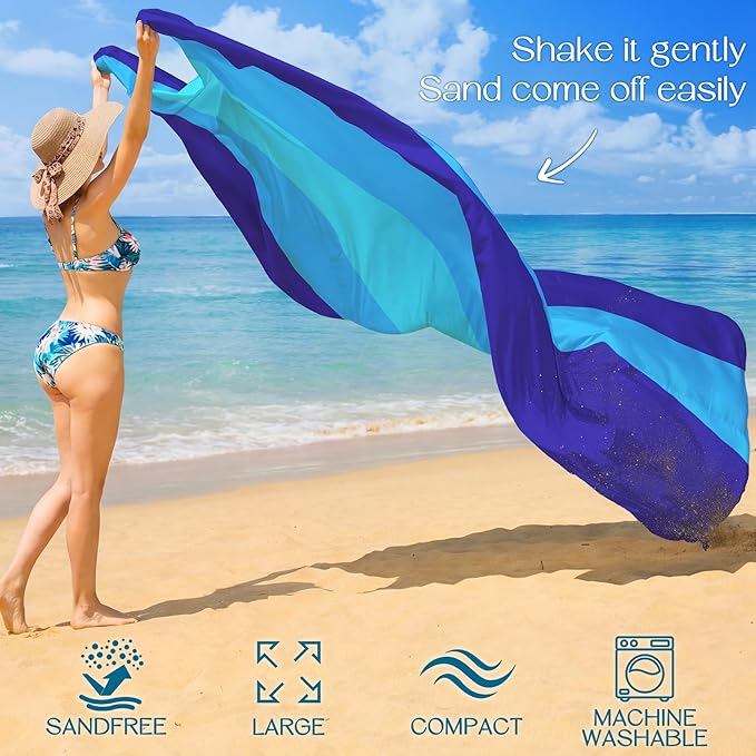 BYDOLL Beach Blanket 10'X9' Waterproof Sandproof Suits1-8 Adults Oversized Lightweight Large Blanket Picnic Mat for Beach Sand Free Travel Camping Hiking Picnic