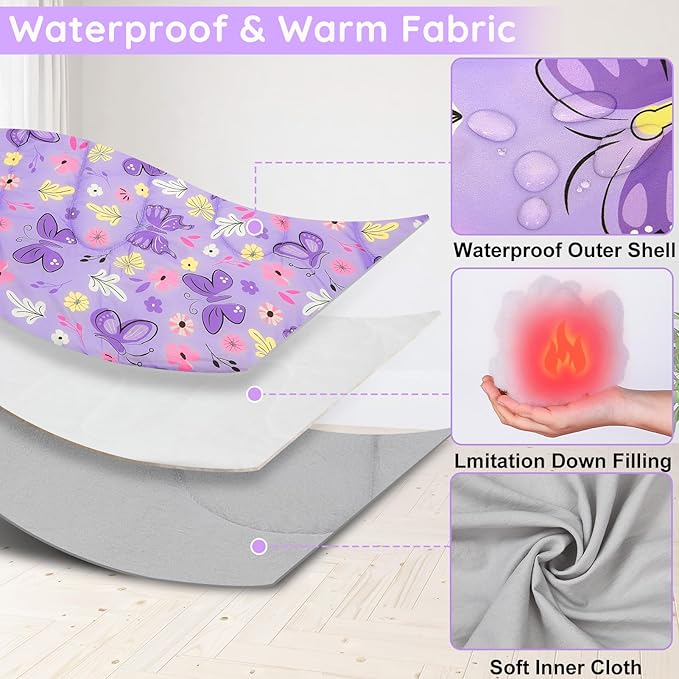 FIOBEE Kids Sleeping Bag for Girls Boys 3 Season Warm & Cool Weather Youth Camping Sleeping Bags with Backpacking Bag Waterproof for Traveling Hiking Indoor Outdoor Camping Essentials
