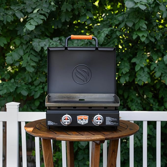 Blackstone OTG 22" Tabletop Griddle Plate with Built-In Hood, Black - Portable Grill for Camping, Tailgates, and On-the-Go Cooking