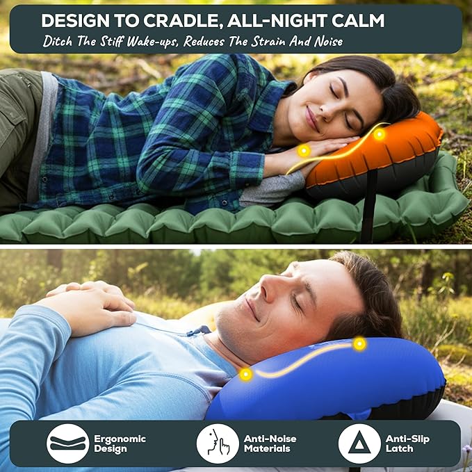 Gear Doctors 3.5oz Compact Ultralight Inflatable Camping Pillow —Inflatable Camp Pillow —Backpacking Pillows Ultralight—Camping Pillows for Sleeping, Hiking, Travel, Beach, Office, Neck, Lumper [Blue]