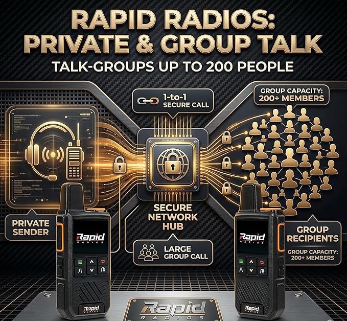 Rapid Radios Nationwide LTE Walkie-Talkie - Two-Way Radio - Unlimited Range POC Two Way Radios Set