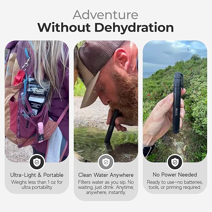 Sierra Madre Portable Water Filter Straw – 264 Gallon Water Filtration for Backpacking, Camping, Hiking, Travel - Ideal for Outdoor Emergency Hydration & Supplies - Portable & Lightweight (Pack 5)