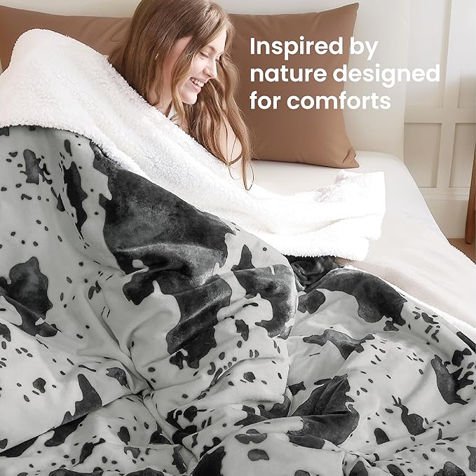 Heated Blanket Full Blanket - Fast Heating Electric Blanket, Soft Flannel Heated Full with 4 Time Settings,10 Heating Settings, Warm Gifts for Women & Mom & Grandma(72"x84"Cow Print Grey)