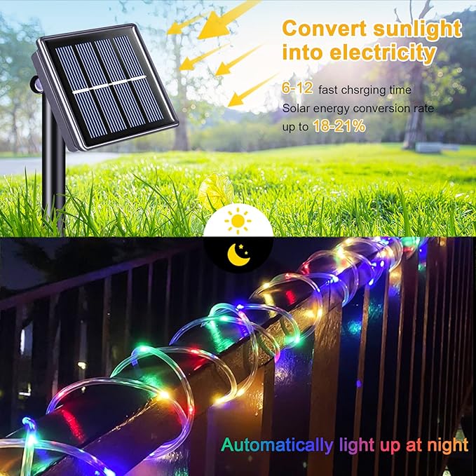 JMEXSUSS Trampoline Accessories 200 LED Trampoline Lights, 66ft IP 65 Waterproof Solar String Lights Outdoor, 8 Modes Solar Rope Light for Garden Yard Ladder Slide Tent Camp(Multicolor)