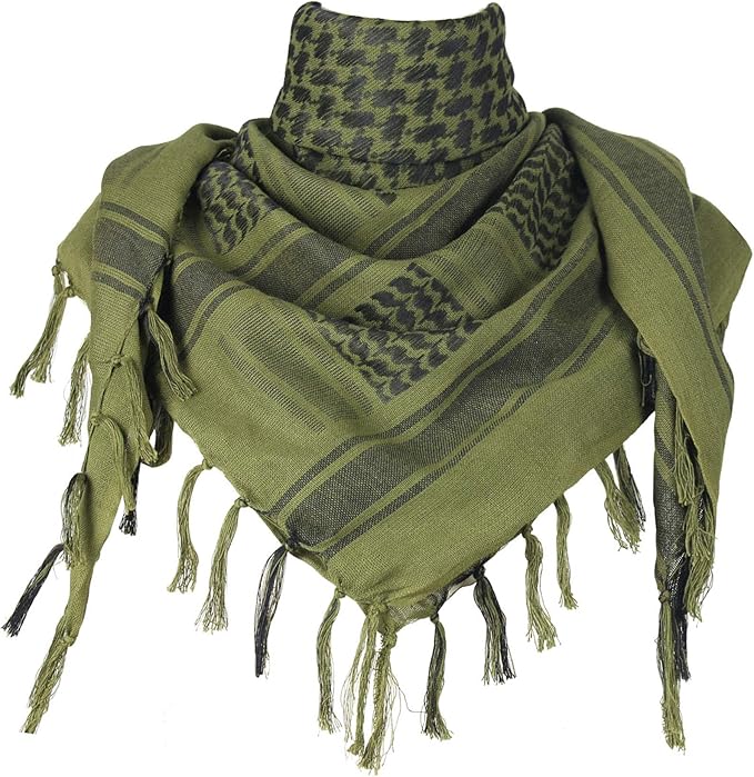 Explore Land Cotton Shemagh Keffiyeh Tactical Desert Scarf Neck Head Wrap with Tassel for Men Women