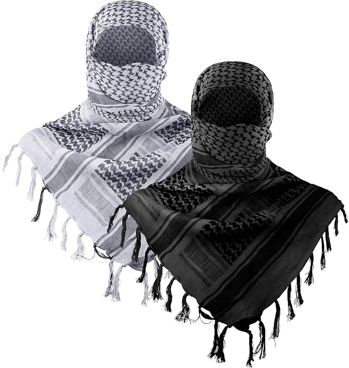 Aonal Military Shemagh Tactical Desert Scarf, 100% Cotton Keffiyeh Neck Head Scarf Wrap for Men Women