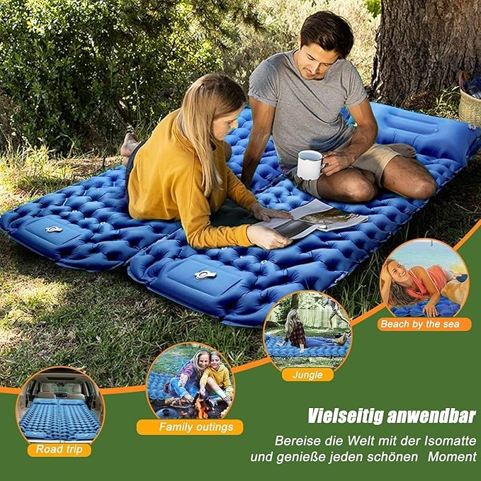 Camping Sleeping Pad, Extra Thick Ergonomic Camping Mattress with Built-in Pump, Lightweight and Compact for Backpacking, Hiking, Tent