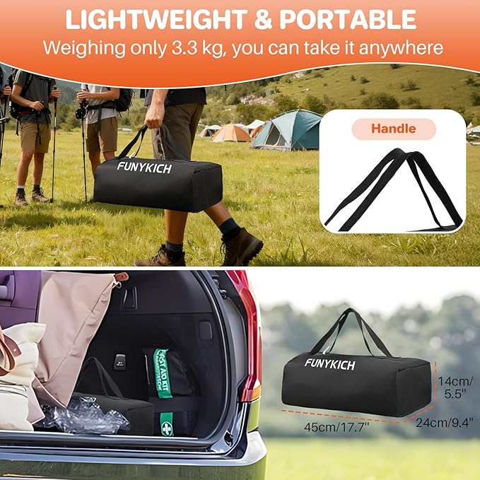 FUNYKICH Folding Camping Table(L19.9''xW16.1''), Aluminum Roll-up Portable Picnic Table with 2 Adjustable Height(17.3'' & 27.6'') for Picnic, Camping, BBQ, Party, Backyard, Beach