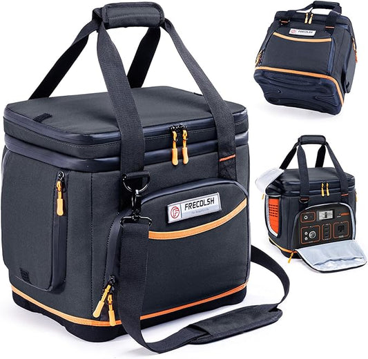 Double-Layer Travel Carrying Case for Jackery Explorer 500 – Portable Power Station Storage Bag with Molded Hard Bottom, Side Ventilation, and Front Pockets for Jackery Accessories & Solar Generator