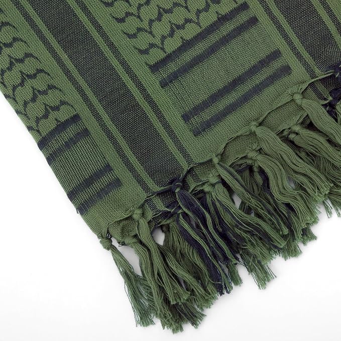 Aonal Military Shemagh Tactical Desert Scarf, 100% Cotton Keffiyeh Neck Head Scarf Wrap for Men Women