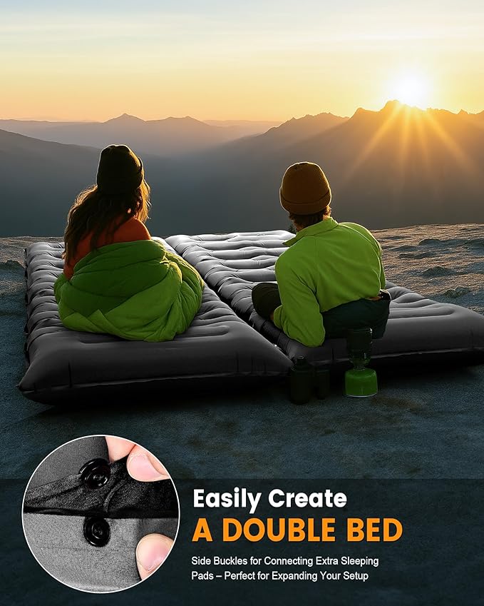 Camping Sleeping Pad,5.9 Inch Thick Camping Mat with Built in Pillow and Foot Pump,Self Inflating Sleeping Pad for Camping Backpacking（Green