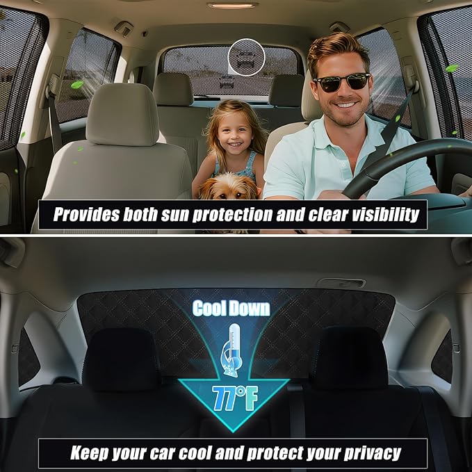 ZATOTOO Car Window Shades for Ford F150 2016-2024 Sun Shade for Side Window & Rear Windshield Window Double Layer for Privacy Protection UV Heat Insulation for Camping Nap Parking(No Front Windshield)
