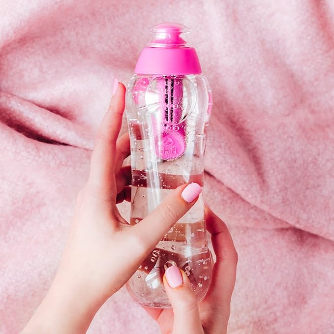 Dafi Sport Water Bottle with Filter PINK | 24 oz | personal reusable water bottle, backpacking filter replacement, tap water straw purifier, water for travel | Made in Europe