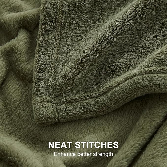 Hansleep Fleece Moss Green Full Blanket, Super Soft Flannel Fuzzy Plush Cozy Blanket for All Seasons, Moss Green, Full 84x90 Inches